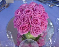 decoration table boule de roses rose