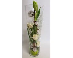 decoration table vase fleurs blanc et vert
