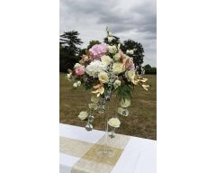 decoration table vase martini gouttes roses blanche